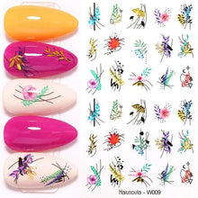 Load image into Gallery viewer, Summer Glitter Nail Decals Stickers Gold Black White Leaf Manicuring Foils Geometric Slider Nail Art Adhesive Decor Adhesive 3D Wave Design Decoration for Women Girls Art Stickers Decal Decoration Metallic Curve Strip Line Nail Decor