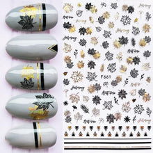 Load image into Gallery viewer, Summer Glitter Nail Decals Stickers Gold Black White Leaf Manicuring Foils Geometric Slider Nail Art Adhesive Decor Adhesive 3D Wave Design Decoration for Women Girls Art Stickers Decal Decoration Metallic Curve Strip Line Nail Decor