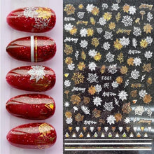 Load image into Gallery viewer, Summer Glitter Nail Decals Stickers Gold Black White Leaf Manicuring Foils Geometric Slider Nail Art Adhesive Decor Adhesive 3D Wave Design Decoration for Women Girls Art Stickers Decal Decoration Metallic Curve Strip Line Nail Decor