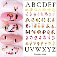 Load image into Gallery viewer, Summer Glitter Nail Decals Stickers Gold Black White Leaf Manicuring Foils Geometric Slider Nail Art Adhesive Decor Adhesive 3D Wave Design Decoration for Women Girls Art Stickers Decal Decoration Metallic Curve Strip Line Nail Decor