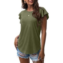 将图片加载到图库查看器,Summer Knit Ruffle Short Sleeve Top