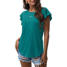 将图片加载到图库查看器,Summer Knit Ruffle Short Sleeve Top