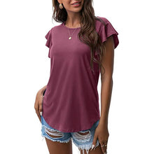 将图片加载到图库查看器,Summer Knit Ruffle Short Sleeve Top