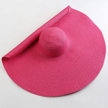 Load image into Gallery viewer, Summer Large Wide Brim Foldable Sun Hats For Women Foldable Sun Hat Wide Brim Summer Straw Floppy Beach Hat Oversized Sun Hat Modern Travel Straw Hat Fashionable Lady UV Protection Beach Hat 54-57cm