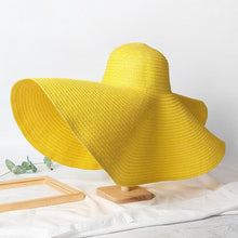Load image into Gallery viewer, Summer Large Wide Brim Foldable Sun Hats For Women Foldable Sun Hat Wide Brim Summer Straw Floppy Beach Hat Oversized Sun Hat Modern Travel Straw Hat Fashionable Lady UV Protection Beach Hat 54-57cm