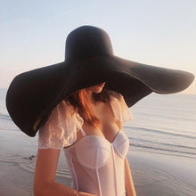 Load image into Gallery viewer, Summer Large Wide Brim Foldable Sun Hats For Women Foldable Sun Hat Wide Brim Summer Straw Floppy Beach Hat Oversized Sun Hat Modern Travel Straw Hat Fashionable Lady UV Protection Beach Hat 54-57cm