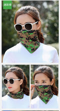 Load image into Gallery viewer, Summer Men Women Camouflage Bandana Half Face Mask Neck Gaiter Cover Face Scarf Cycling Hunting Fishing Balaclava Scarf Unisex Men Women Bandanas Polyester Breathable Windproof Anti UV Neck Cover Camping Hiking Climbing Face Mask