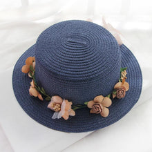 Load image into Gallery viewer, Summer New Sun Hat Stylish Bowknot Straw Hat For Women Beach Caps Parent-child Summer New Women's Sun Hat Bucket Cap Beige Flowers Ribbon Party Straw Hat For Women
