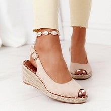 Load image into Gallery viewer, Summer Sandals Women Platform Shoes Candy Color Casual Girls Slip On Strap Cross Platform Espadrille Open Toe High Heel Sandals With Ankle Strap Buckle Up Shoes