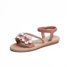 Load image into Gallery viewer, Summer Shoes Woman Sandals Elastic Ankle Strap Flat Sandals Flowers Beach Ankle Strap Sandals Slip On Flat Sandal Elastic Comfort Summer Shoes Comfortable Quick-Drying Casual Sandal