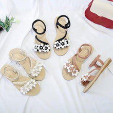 Load image into Gallery viewer, Summer Shoes Woman Sandals Elastic Ankle Strap Flat Sandals Flowers Beach Ankle Strap Sandals Slip On Flat Sandal Elastic Comfort Summer Shoes Comfortable Quick-Drying Casual Sandal