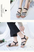 Load image into Gallery viewer, Summer Shoes Woman Sandals Elastic Ankle Strap Flat Sandals Flowers Beach Ankle Strap Sandals Slip On Flat Sandal Elastic Comfort Summer Shoes Comfortable Quick-Drying Casual Sandal