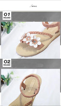 Load image into Gallery viewer, Summer Shoes Woman Sandals Elastic Ankle Strap Flat Sandals Flowers Beach Ankle Strap Sandals Slip On Flat Sandal Elastic Comfort Summer Shoes Comfortable Quick-Drying Casual Sandal