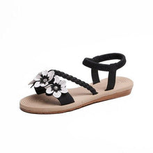 Load image into Gallery viewer, Summer Shoes Woman Sandals Elastic Ankle Strap Flat Sandals Flowers Beach Ankle Strap Sandals Slip On Flat Sandal Elastic Comfort Summer Shoes Comfortable Quick-Drying Casual Sandal