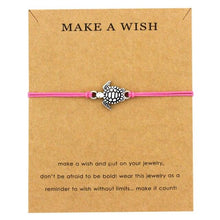 Load image into Gallery viewer, Summer Style Adjustable Jewelry Make a Wish Silver Sea Turtles Charm Women Men Bracelets Beach Sea Turtles Rope String Bracelets Anklets Family Handmade Adjustable Turtle String Bracelet For Women Kids