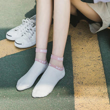 Load image into Gallery viewer, Summer Transparent Letter Patterned Socks Women Hollow Out Cotton Short Socks Thin Casual Ankle Socks Made Of Breathable Cotton Boat Socks For Women