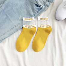 Load image into Gallery viewer, Summer Transparent Letter Patterned Socks Women Hollow Out Cotton Short Socks Thin Casual Ankle Socks Made Of Breathable Cotton Boat Socks For Women