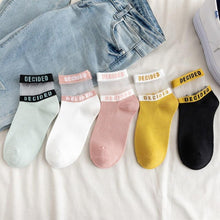 Load image into Gallery viewer, Summer Transparent Letter Patterned Socks Women Hollow Out Cotton Short Socks Thin Casual Ankle Socks Made Of Breathable Cotton Boat Socks For Women