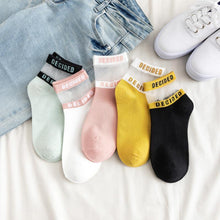 Load image into Gallery viewer, Summer Transparent Letter Patterned Socks Women Hollow Out Cotton Short Socks Thin Casual Ankle Socks Made Of Breathable Cotton Boat Socks For Women