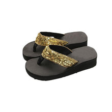 将图片加载到图库查看器,Summer Women Flip Flops Casual Sequins Anti-Slip Slippers Beach Flip Flat Sandals Beach Open Toe Shoes Womens Glitter Bling Fancy Slide Flat Low Sparkle Sandals Elegant Shoes