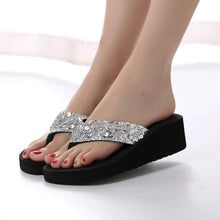 将图片加载到图库查看器,Summer Women Flip Flops Casual Sequins Anti-Slip Slippers Beach Flip Flat Sandals Beach Open Toe Shoes Womens Glitter Bling Fancy Slide Flat Low Sparkle Sandals Elegant Shoes