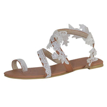 Load image into Gallery viewer, Summer Women's Sandals Slip-On Flat Shoes White Lace Flat Clip Toe Casual Lace Floral Beach Flip Flop Comfy Shoes Summer Elegant Toe Ring Comfy Dress Sandals
