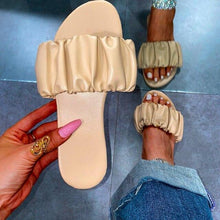 Load image into Gallery viewer, Summer Women Sandals Slippers Pleated Flip Flop Casual Beach Square Open Toe Shoes Outdoor Slippers Open Toe Flat Sandals Slip On Slide Sandals Strap Flat Sandals