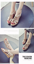 Load image into Gallery viewer, Summer Women Sandals Soft Comfortable Modern Shoes Flat Pearl Sandals Comfortable Ankle Strap Sandals Slip On Flat Sandal Elastic Comfort Summer Shoes