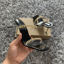 Load image into Gallery viewer, Summer Women Sandals Square Toe Ladies Heel Clear Transparent High Heels Slippers Fashion Chain Woman Open Toe Slip On Dress Luxury Party Backless Slides High Heels Slipper