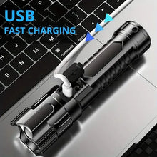 Load image into Gallery viewer, Super Bright Flashlight, USB Rechargeable Telescopic Zoom Wide Beam