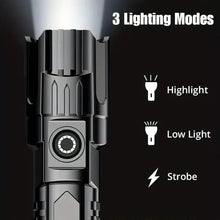 Load image into Gallery viewer, Super Bright Flashlight, USB Rechargeable Telescopic Zoom Wide Beam