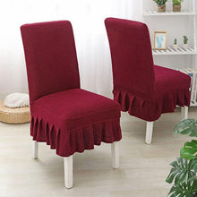 将图片加载到图库查看器,Super Soft Polar Fleece Fabric Skirt Style Chair Cover Elastic Chair Covers Spandex For Kitchen Wedding Chair Covers Dining Room Washable Furniture Chair for Kids Pets Home Ceremony Banquet Wedding Party