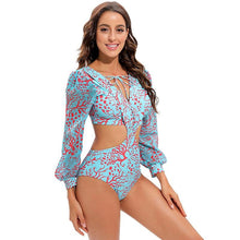 Load image into Gallery viewer, Surfing Swimsuit For Women Bikini Long Sleeve Swimwear Tiger Print Push Up Summer Bath Suit Two Piece Surfing Rash Guard Bikini Long Sleeve Swimsuit Set