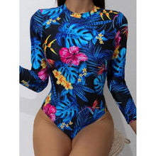 Load image into Gallery viewer, Surfing Swimsuit For Women Bikini Long Sleeve Swimwear Tiger Print Push Up Summer Bath Suit Two Piece Surfing Rash Guard Bikini Long Sleeve Swimsuit Set