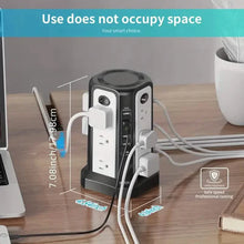 Load image into Gallery viewer, Surge Protector Tower 1800J with 4 USB A Ports, USB C (PD18W) Port, 12 AC Outlets and 10FT Cord