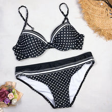 Load image into Gallery viewer, Swimwear Bikinis Swimming Suit For Women Swimsuit Padded Push-up Bikini Set Women Padded Push up Bikini Set Halter Two Piece Cross Top Swimsuit Patchwork Bathing Suit