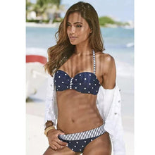 Load image into Gallery viewer, Swimwear Bikinis Swimming Suit For Women Swimsuit Padded Push-up Bikini Set Women Padded Push up Bikini Set Halter Two Piece Cross Top Swimsuit Patchwork Bathing Suit