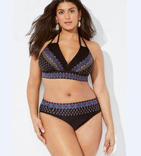 将图片加载到图库查看器,Swimwear High Waist Two Piece Plus Size Large Size Plus Fat Printed Swimsuit Women Back Bikini Beach Bathing Suit Women High Waist Swimsuits Triangle Bathing Suit