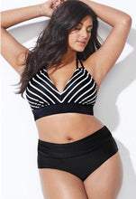 将图片加载到图库查看器,Swimwear High Waist Two Piece Plus Size Large Size Plus Fat Printed Swimsuit Women Back Bikini Beach Bathing Suit Women High Waist Swimsuits Triangle Bathing Suit