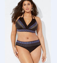将图片加载到图库查看器,Swimwear High Waist Two Piece Plus Size Large Size Plus Fat Printed Swimsuit Women Back Bikini Beach Bathing Suit Women High Waist Swimsuits Triangle Bathing Suit