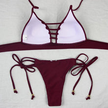 Load image into Gallery viewer, Swimwear Women Bikini Set Hollow Out Swimsuit Padded Halter Padded Push Up Bikini Set Two Pieces Swimsuit For Women Swimwear Bathing Suit Gifts For Mom Wife Girlfriend Lace Up Two Piece Bathing Suit