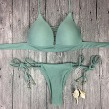 Load image into Gallery viewer, Swimwear Women Bikini Set Hollow Out Swimsuit Padded Halter Padded Push Up Bikini Set Two Pieces Swimsuit For Women Swimwear Bathing Suit Gifts For Mom Wife Girlfriend Lace Up Two Piece Bathing Suit