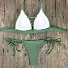 Load image into Gallery viewer, Swimwear Women Bikini Set Hollow Out Swimsuit Padded Halter Padded Push Up Bikini Set Two Pieces Swimsuit For Women Swimwear Bathing Suit Gifts For Mom Wife Girlfriend Lace Up Two Piece Bathing Suit