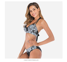 将图片加载到图库查看器,Swimwear Women Plus Size Two-Pieces Split Bikinis Set Padded Push Up Bikini Set Two Pieces Swimsuit Women Swimwear Bathing Suit Gifts For Mom Wife Girlfriend Bathing Suit Push Up Padded Halter Polyester Print Beachwear Swimsuit