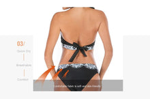 将图片加载到图库查看器,Swimwear Women Plus Size Two-Pieces Split Bikinis Set Padded Push Up Bikini Set Two Pieces Swimsuit Women Swimwear Bathing Suit Gifts For Mom Wife Girlfriend Bathing Suit Push Up Padded Halter Polyester Print Beachwear Swimsuit