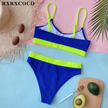 将图片加载到图库查看器,Swimwear Women Ribbed Bathing Suit Female Push Up Bikini Set Women's Bathing Suit Lace up Bikini Ribbed Two Piece Swimsuit Beachwear High Waist Bikini Women's Swimsuit