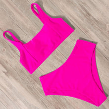将图片加载到图库查看器,Swimwear Women Ribbed Bathing Suit Female Push Up Bikini Set Women's Bathing Suit Lace up Bikini Ribbed Two Piece Swimsuit Beachwear High Waist Bikini Women's Swimsuit