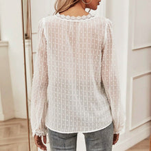 Load image into Gallery viewer, Swiss Dot Lace Panel Blouse