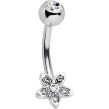 Load image into Gallery viewer, Clear Gem Field of Flowers Dangle Belly Ring