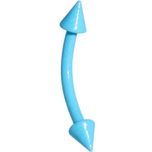 将图片加载到图库查看器,16G 3/8 Sky Blue Glow In The Dark Effect Cone Curved Eyebrow Ring